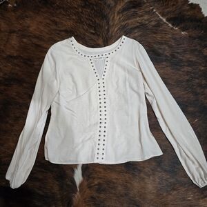 Elegant Cream Long Sleeve Women's Top